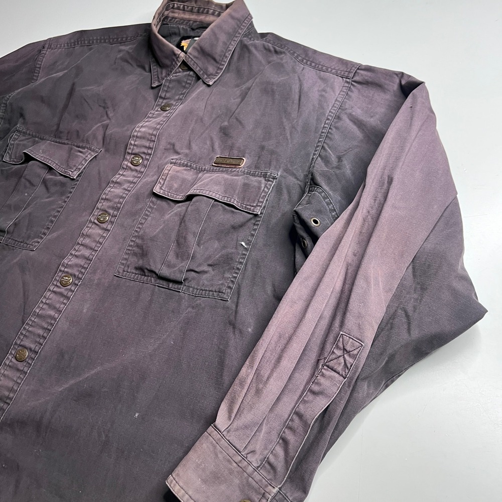 Harley-Davidson Mens Large Black Ripstop Cotton Snap Front Long Sleeve Shirt L - Picture 8 of 9